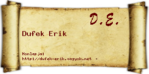 Dufek Erik névjegykártya